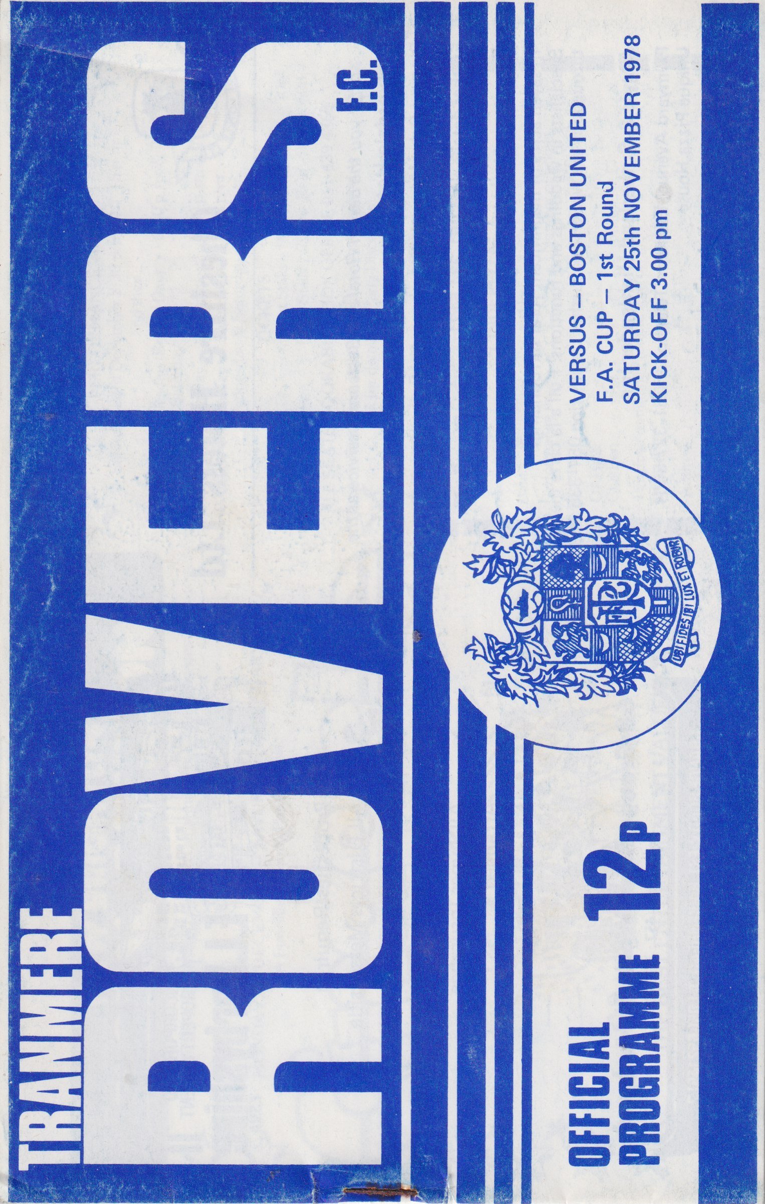 Tranmere Rovers v Boston United match programme